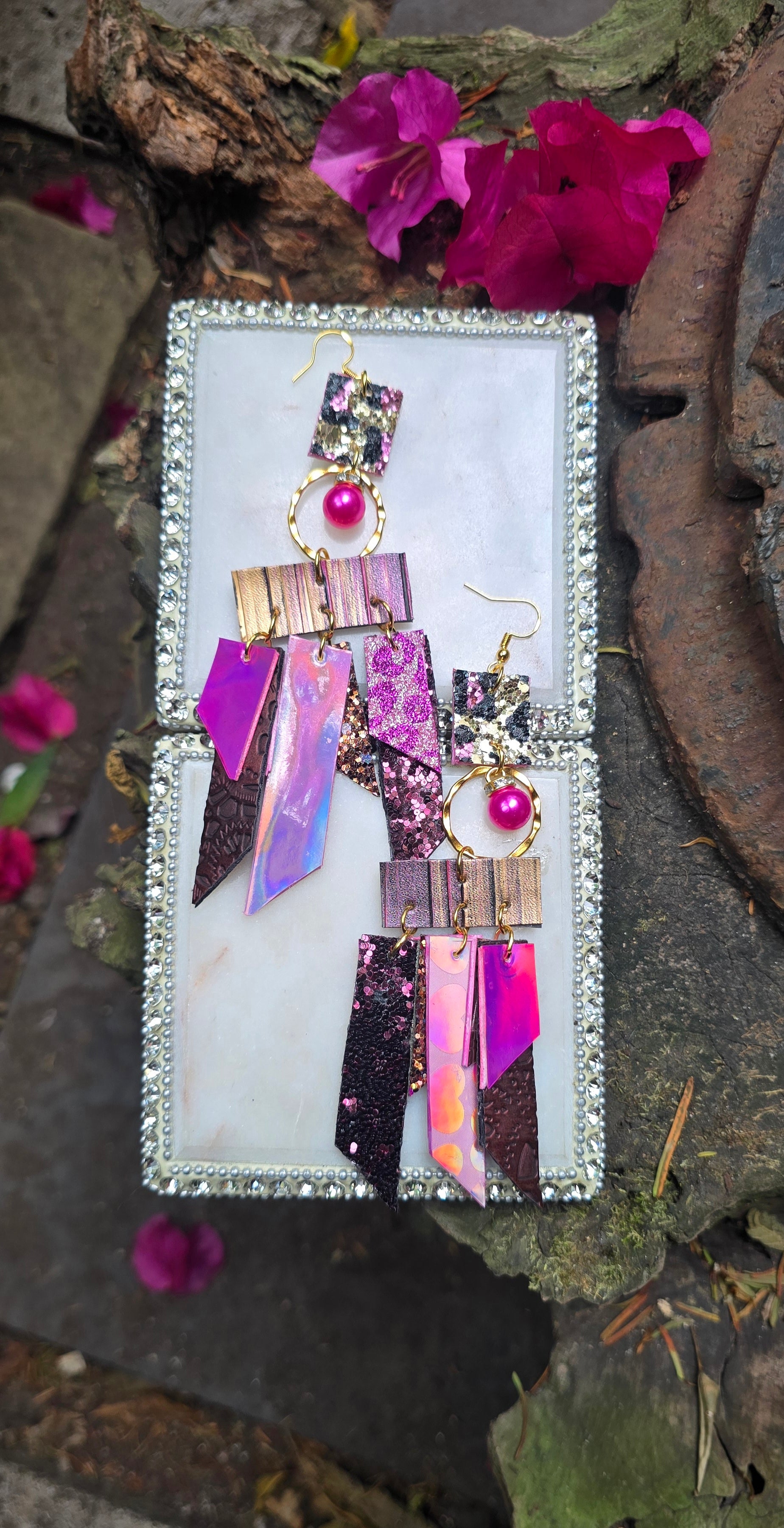 Leslie - Pink Fringe Earrings