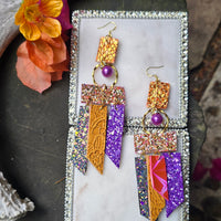 Hope - Multicolored Fringe Glittery Earrings