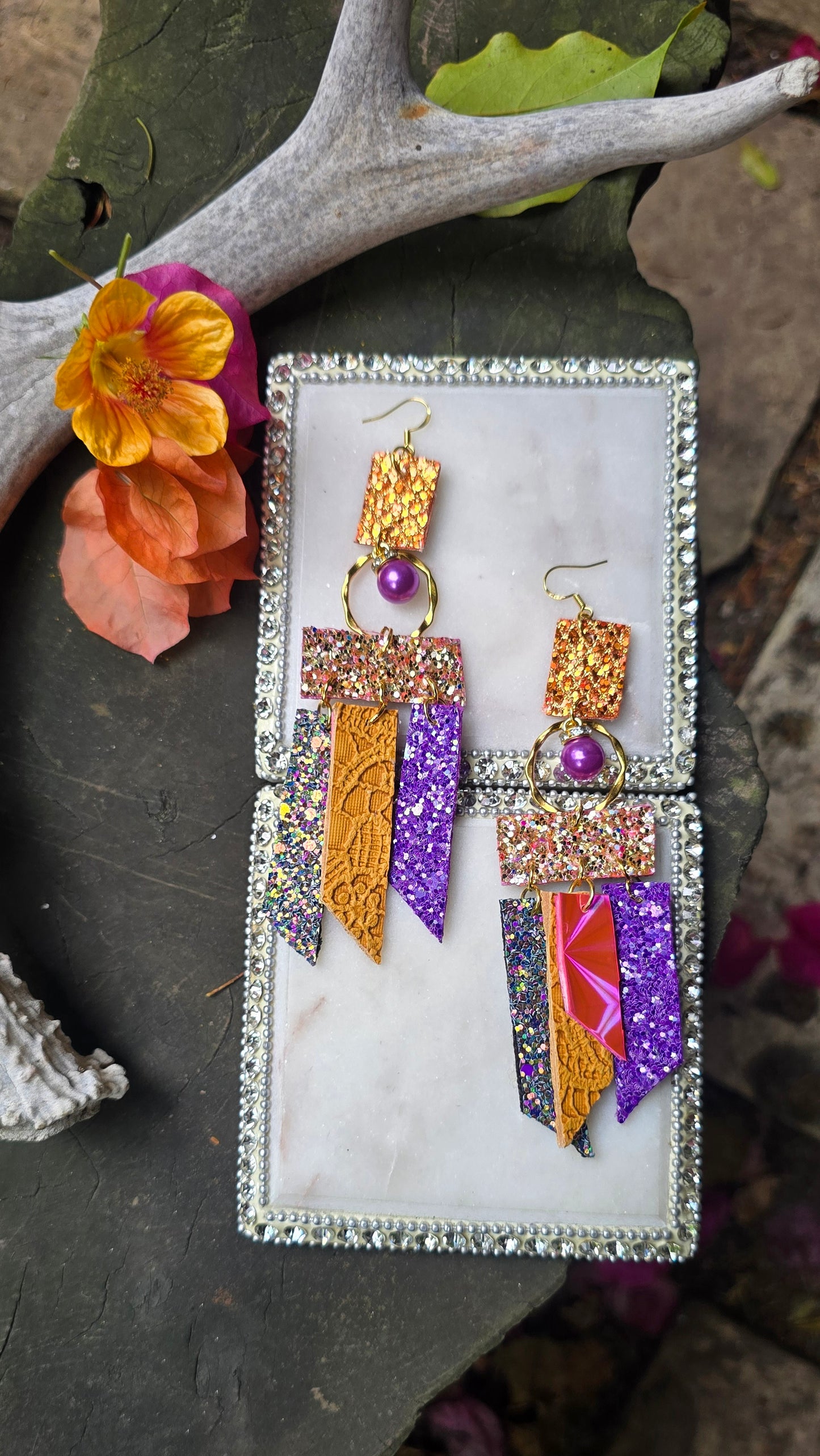 Hope - Multicolored Fringe Glittery Earrings