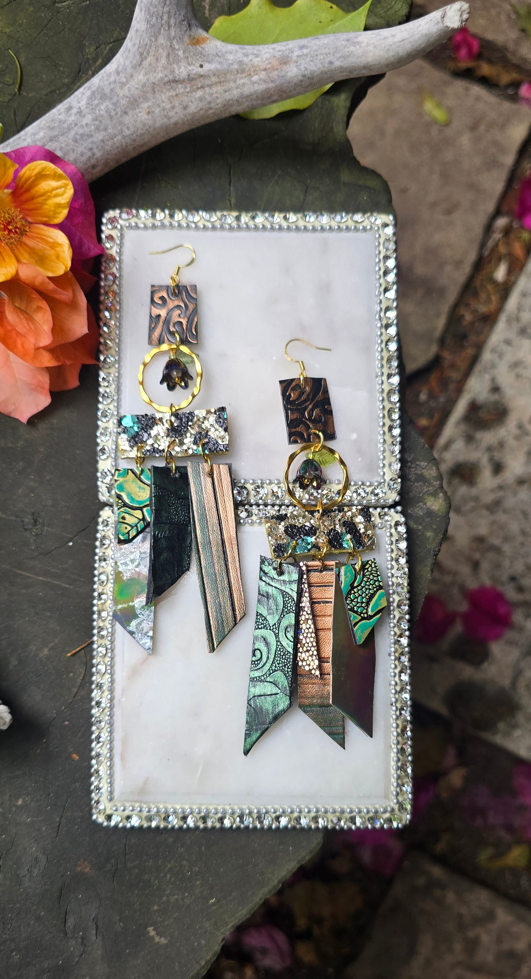 Claudia - Green Fringe Dangle Earrings