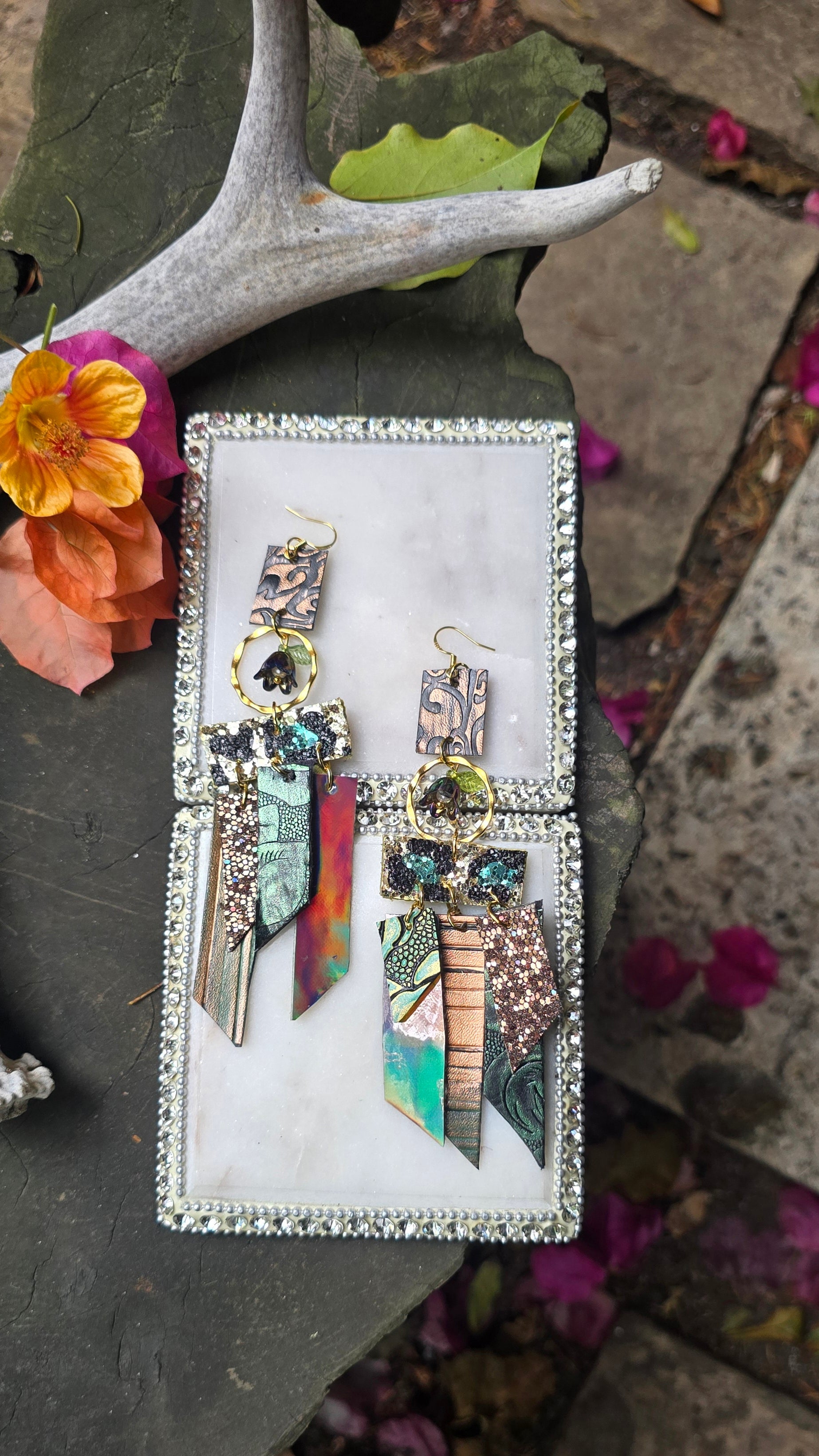 Claudia - Green Fringe Dangle Earrings