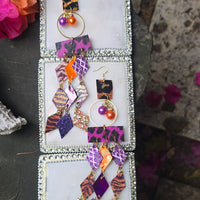 Cassandra - Purple Animal Print Diamond Dangle Earrings