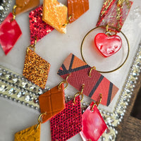 Kristin - Red Orange Diamond Chandelier Earrings
