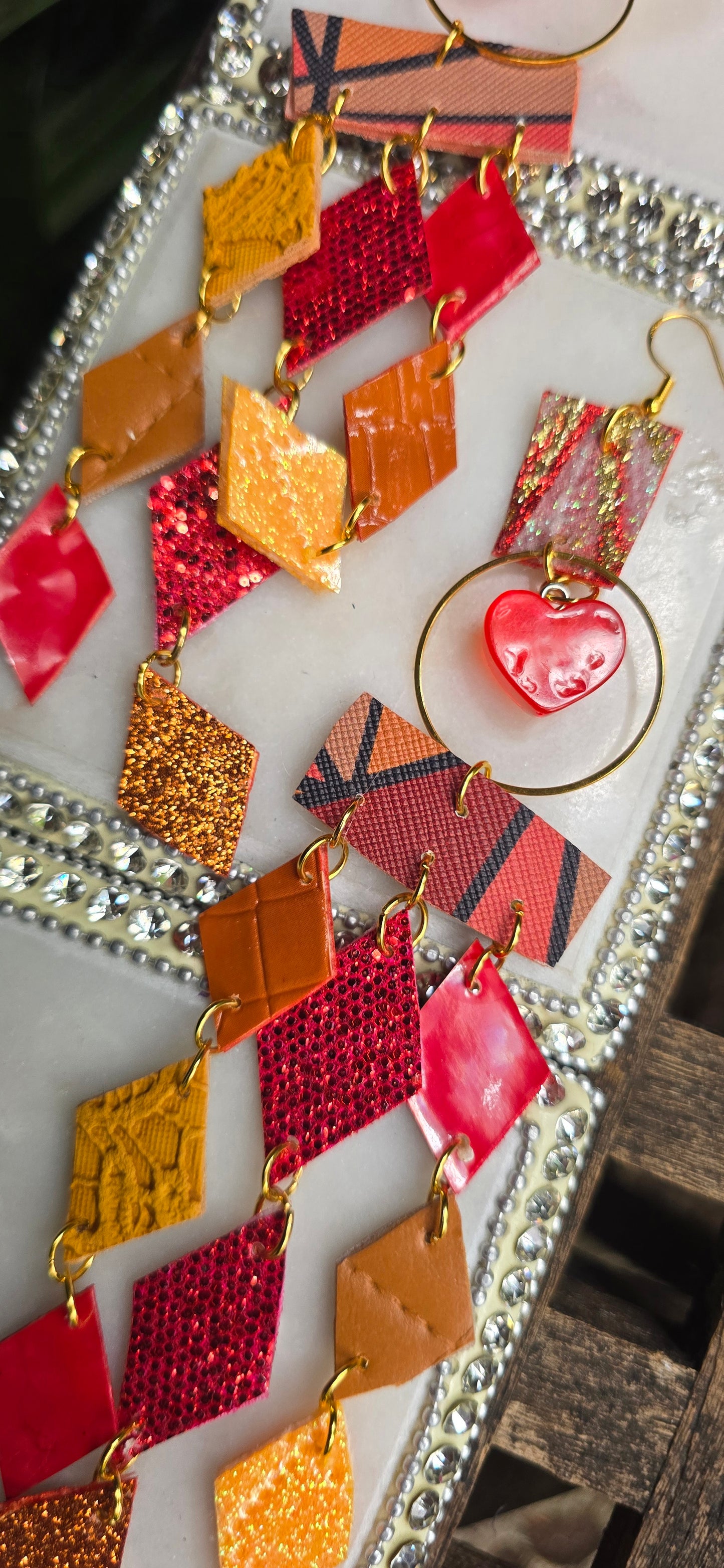 Kristin - Red Orange Diamond Chandelier Earrings