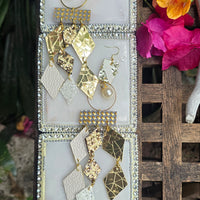 Lori - Gold White Diamond Chandelier Dangle Earrings