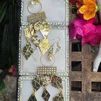 Lori - Gold White Diamond Chandelier Dangle Earrings