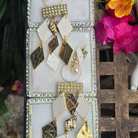 Lori - Gold White Diamond Chandelier Dangle Earrings