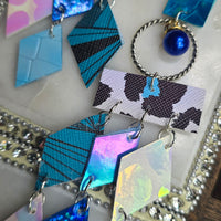 Carrie - Blue Iridescent Diamond Chandelier Earrings