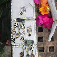 Katie - Army Green Diamond Chandelier Earrings