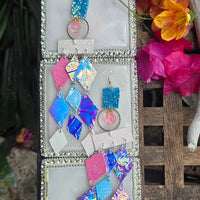 Marissa - Blue Pink Diamond Chandelier Earrings