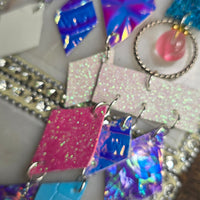Marissa - Blue Pink Diamond Chandelier Earrings