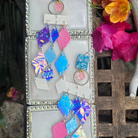 Marissa - Blue Pink Diamond Chandelier Earrings