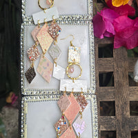 Robin - Pink White Diamond Chandelier Earrings