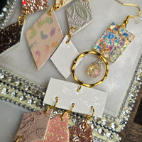 Robin - Pink White Diamond Chandelier Earrings