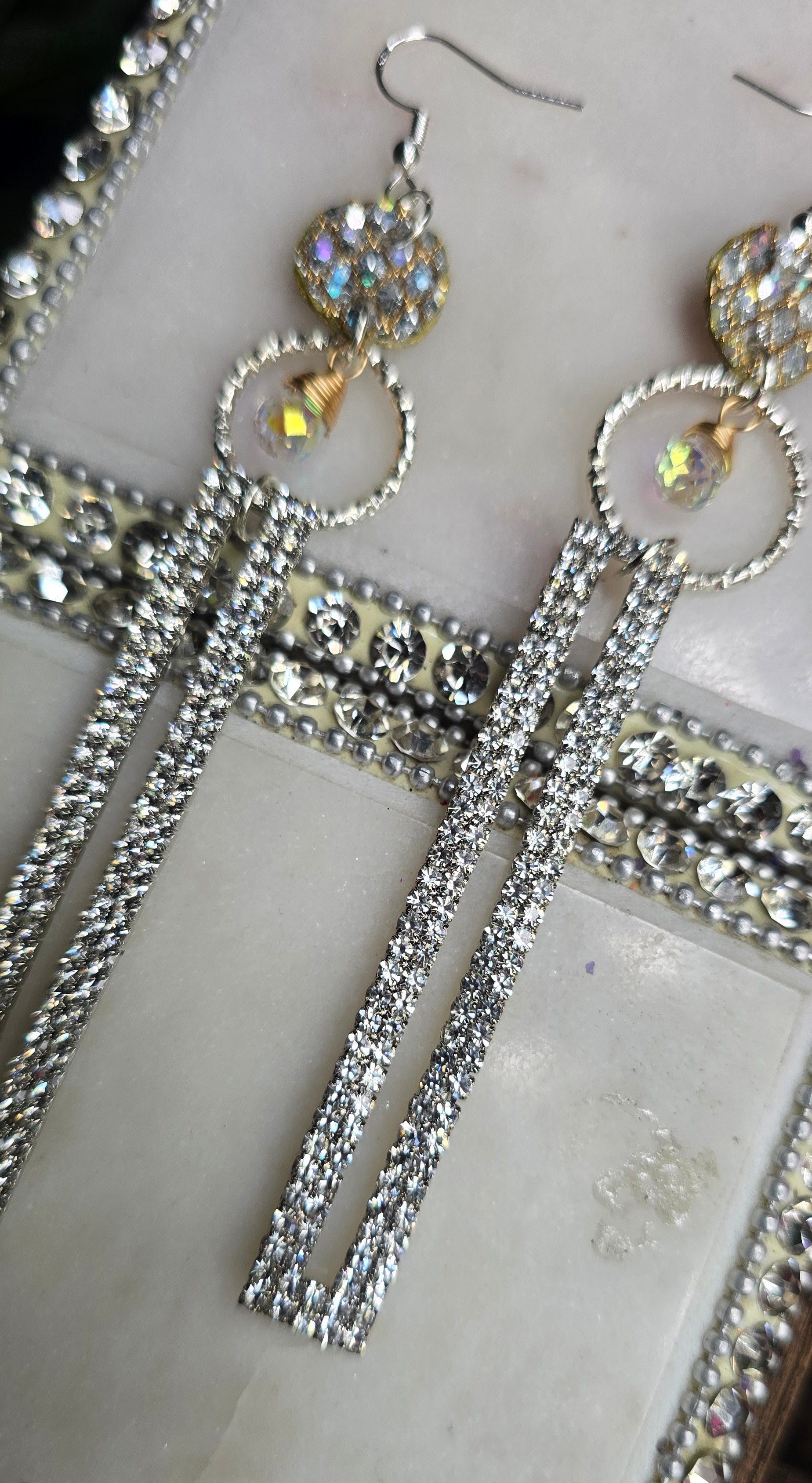 Cynthia - Rhinestone Dangle Earrings