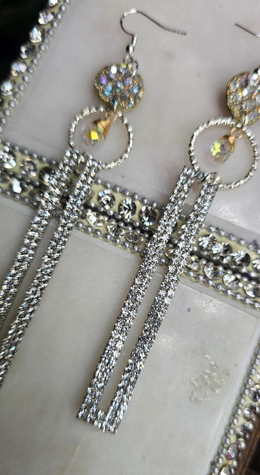 Cynthia - Rhinestone Dangle Earrings