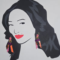 Melin - Purple Animal Print Fringe Earrings