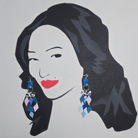 Carrie - Blue Iridescent Diamond Chandelier Earrings