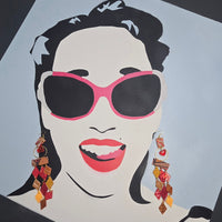 Kristin - Red Orange Diamond Chandelier Earrings