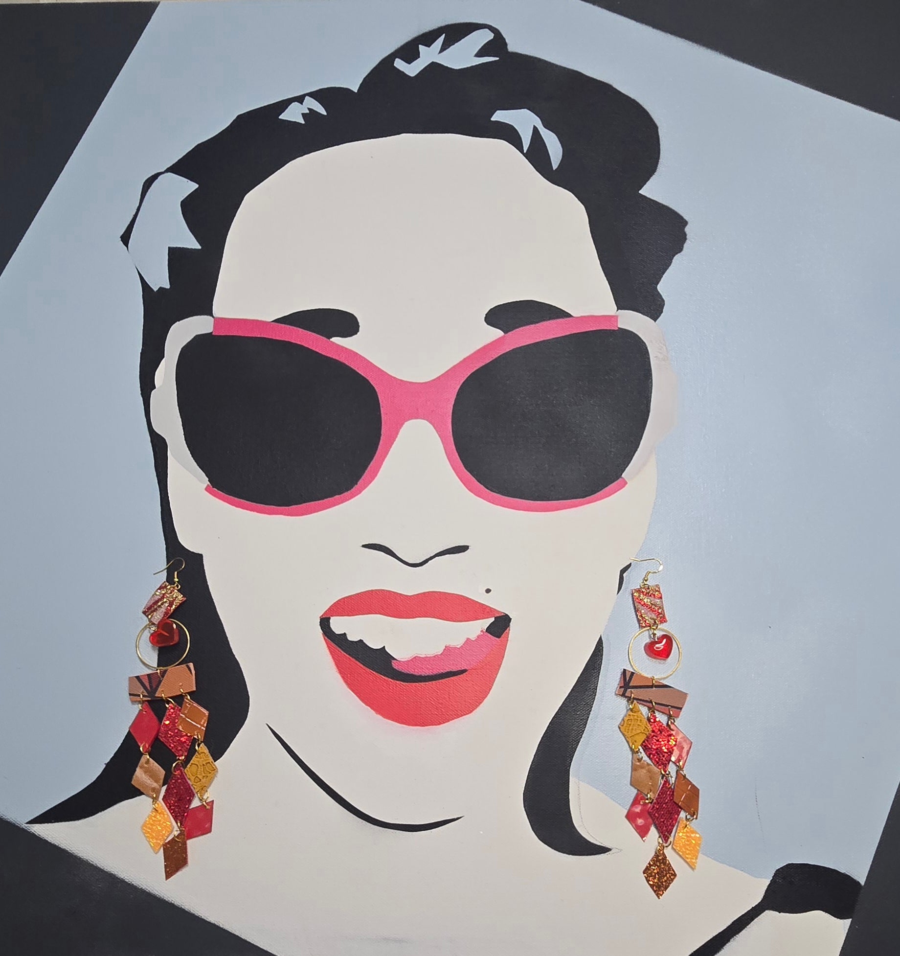 Kristin - Red Orange Diamond Chandelier Earrings