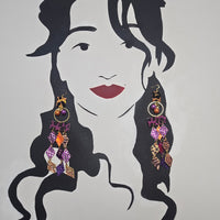 Cassandra - Purple Animal Print Diamond Dangle Earrings