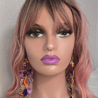 Cassandra - Purple Animal Print Diamond Dangle Earrings
