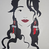 Ellen - Red Black Fringe Earrings