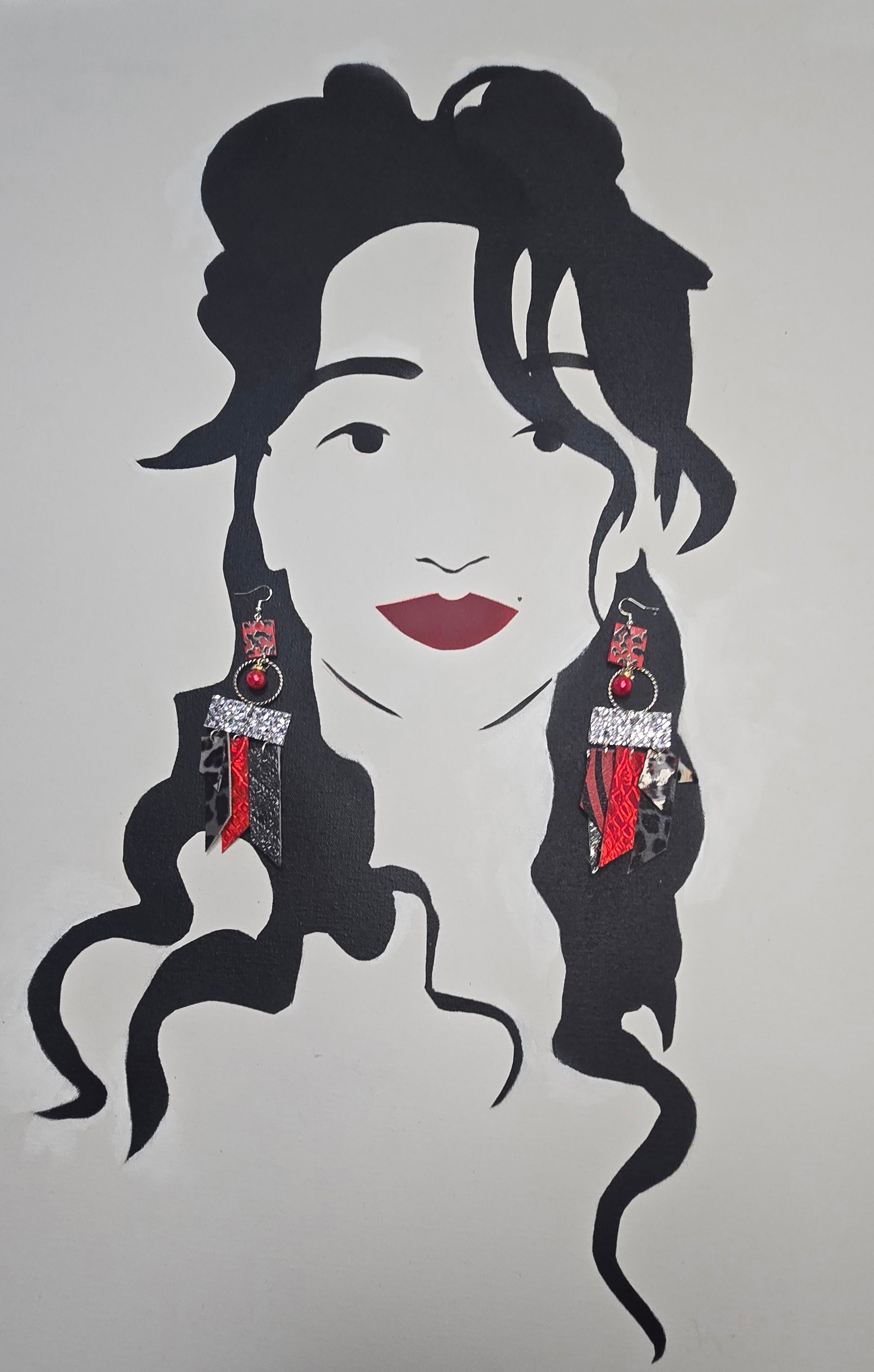 Ellen - Red Black Fringe Earrings
