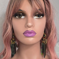 Claudia - Green Fringe Dangle Earrings
