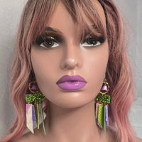Trish - Green Pastel Fringe Earrings