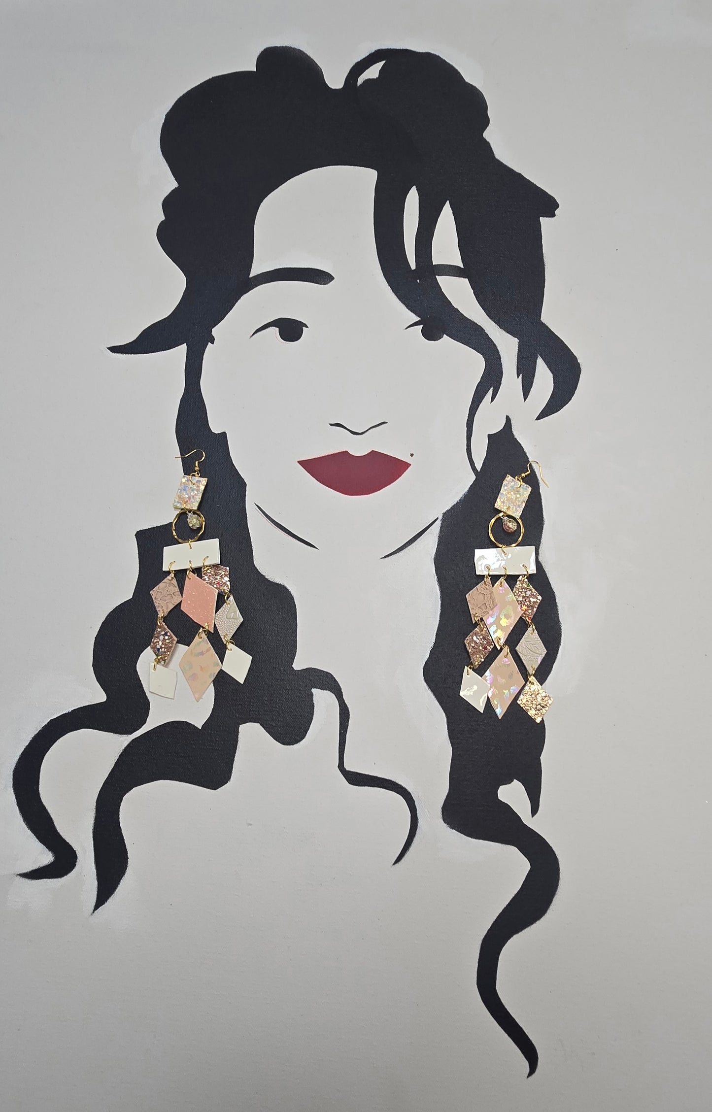 Robin - Pink White Diamond Chandelier Earrings