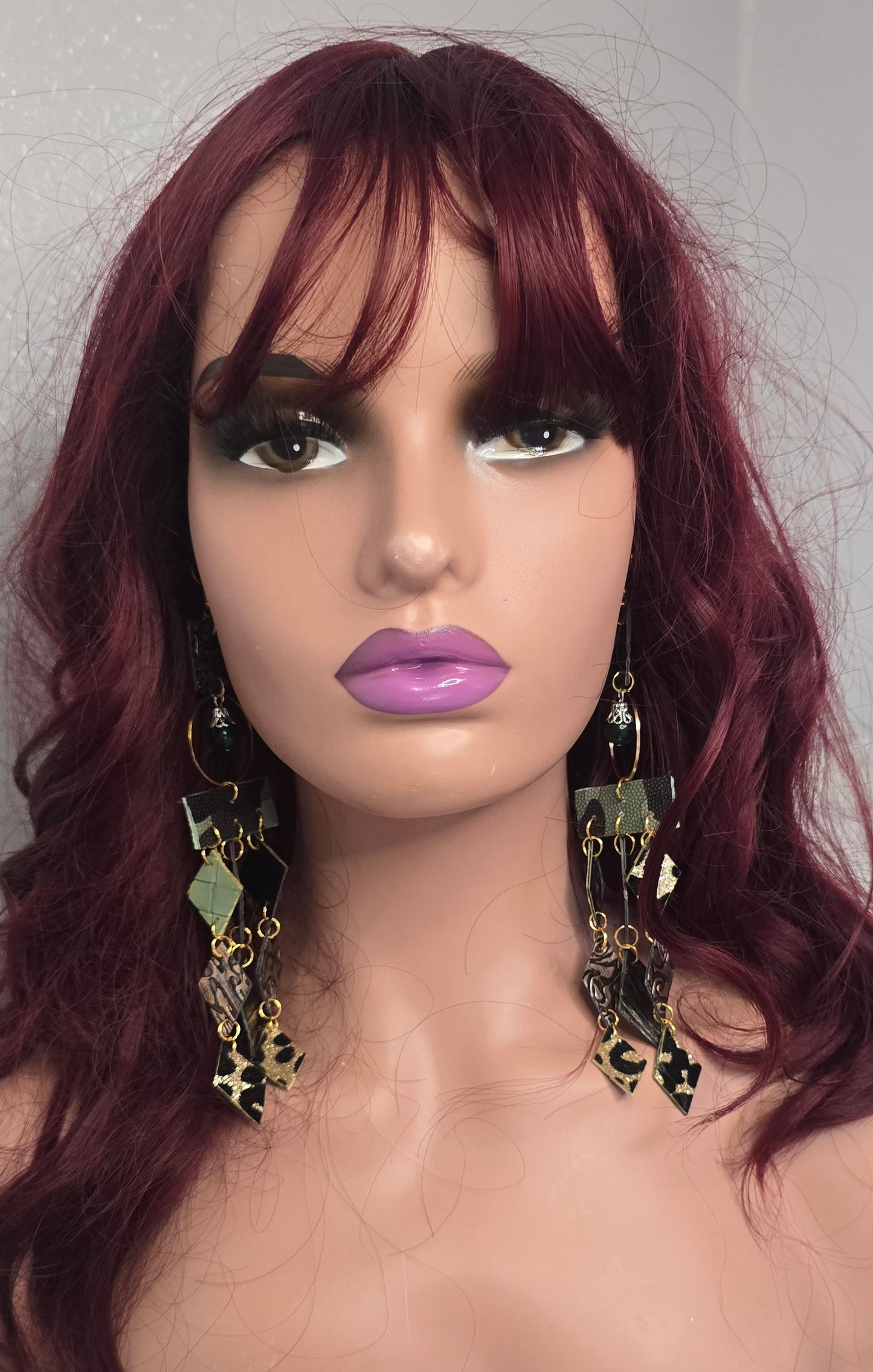 Katie - Army Green Diamond Chandelier Earrings