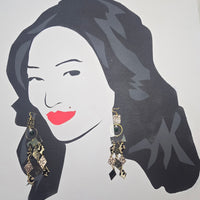 Katie - Army Green Diamond Chandelier Earrings