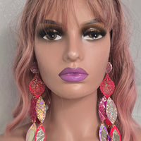 Karla - Hot Pink Iridescent Dangle Earrings