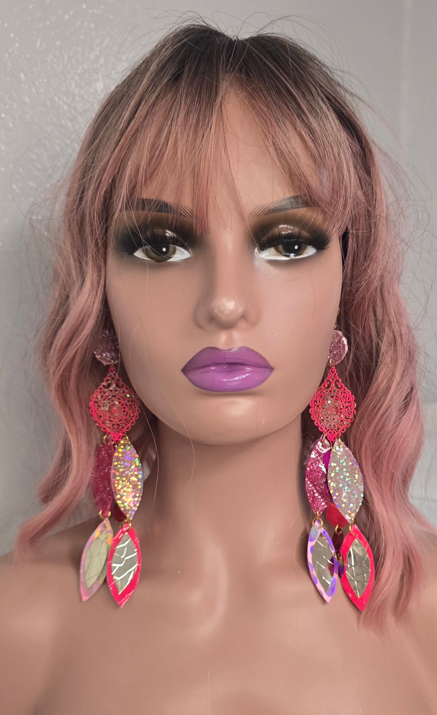 Karla - Hot Pink Iridescent Dangle Earrings