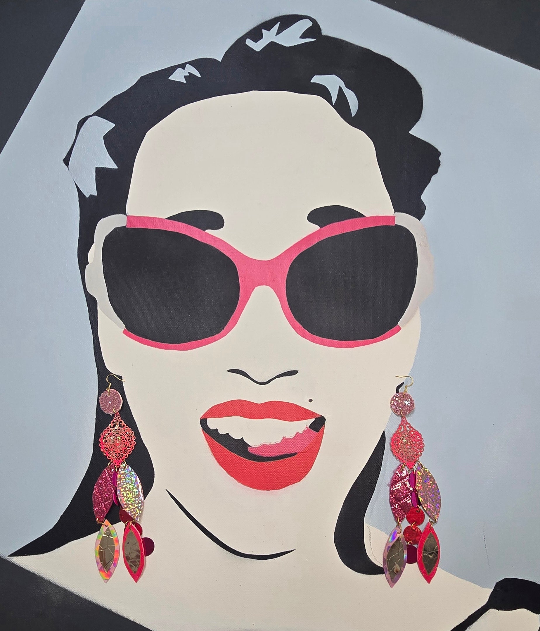 Karla - Hot Pink Iridescent Dangle Earrings