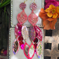 Karla - Hot Pink Iridescent Dangle Earrings