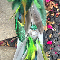 Marina - Gorgeous Green Boho Festival Feather Earrings