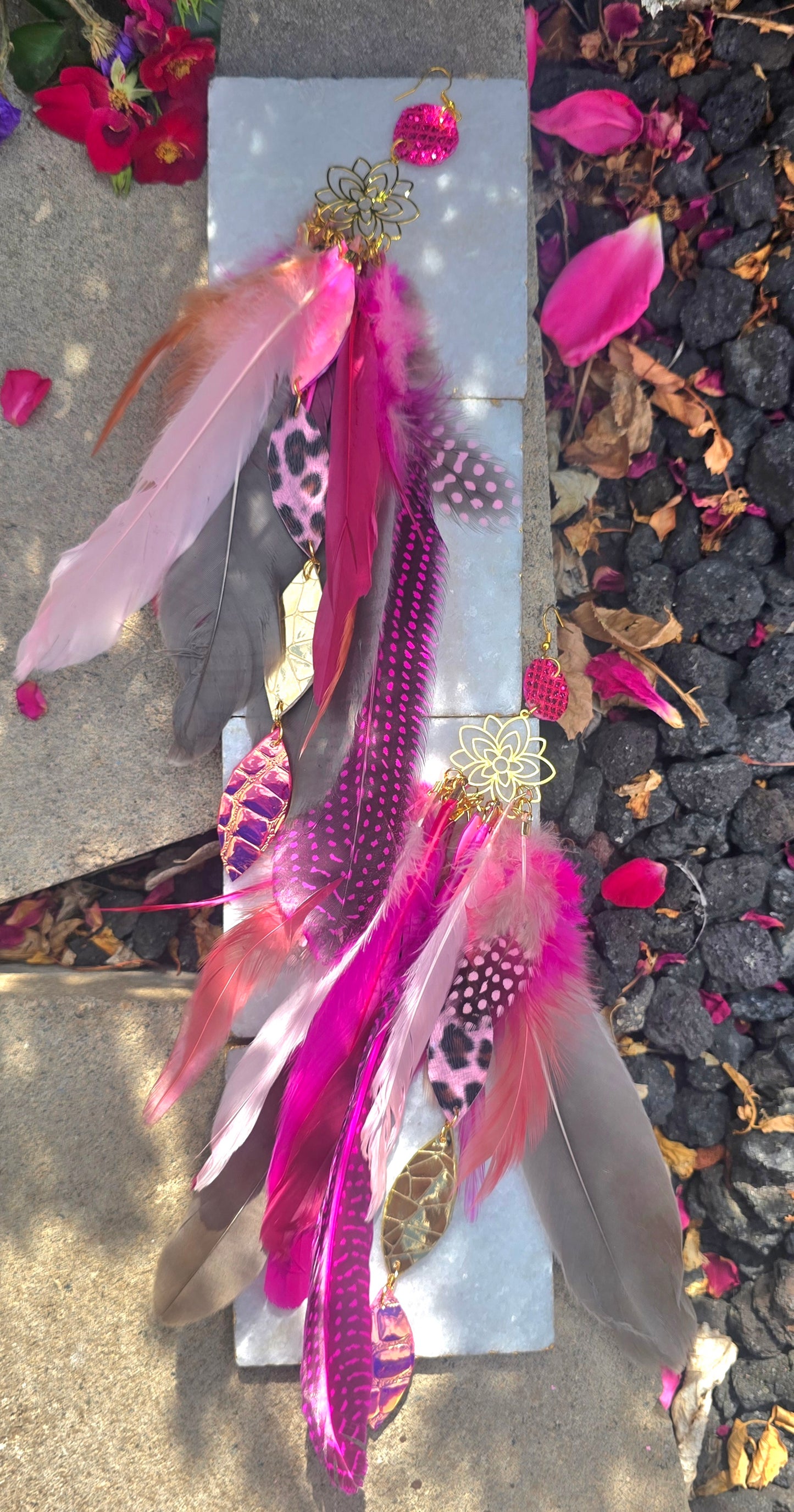 Shianne - Hot Pink Feather Earrings