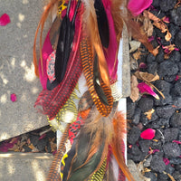 Dawn - Animal Print Red Feather Earrings