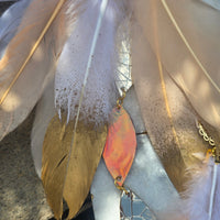 Julia - Neutral Pink Gold Feather Earrings