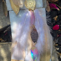 Julia - Neutral Pink Gold Feather Earrings