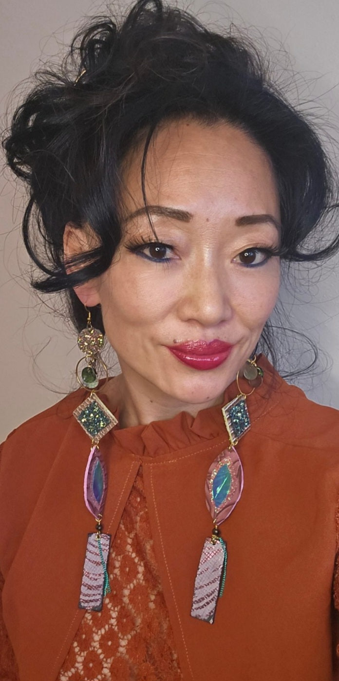 Rebekah - Sparkly Neutral Boho Long Dangle Earrings - Shop Moxxc