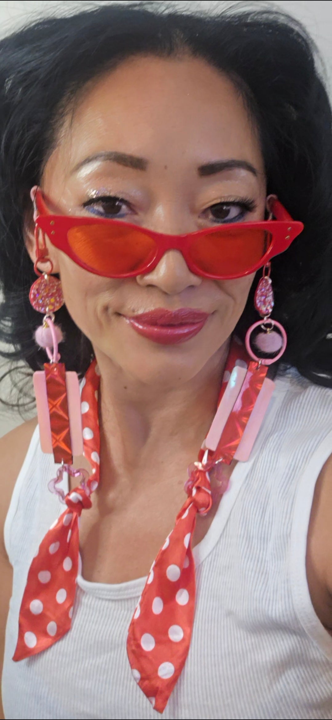 Betsy - Red Polka Dot Scarf Eyewear Chain