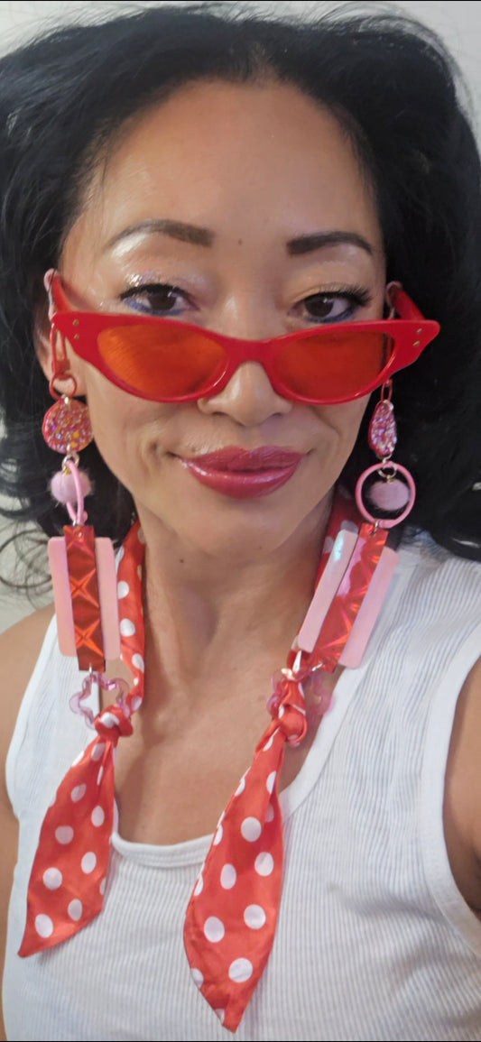Betsy - Red Polka Dot Scarf Eyewear Chain