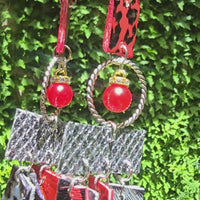 Ellen - Red Black Fringe Earrings