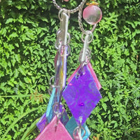 Marissa - Blue Pink Diamond Chandelier Earrings