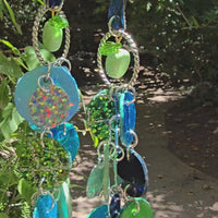Sally - Blue Green Round Dangle Earrings