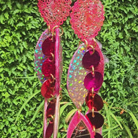 Karla - Hot Pink Iridescent Dangle Earrings