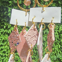 Robin - Pink White Diamond Chandelier Earrings